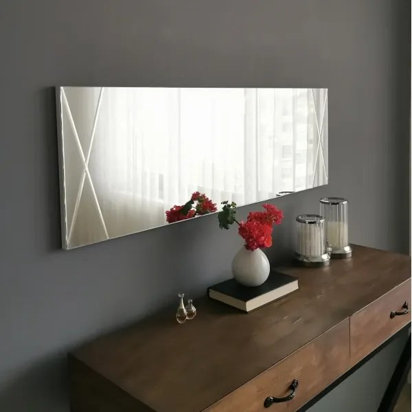Specchio da parete 105x35 cm argento