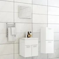 Set Mobili da Bagno Bianco Lucido in Legno Multistrato 3071177