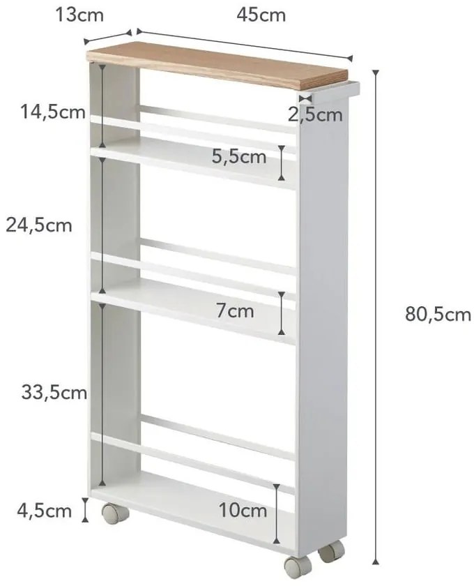 Mobile da bagno bianco in metallo 47,5x81 cm Tower - YAMAZAKI
