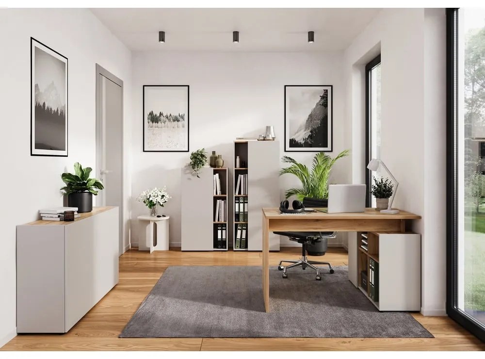 Libreria color crema con effetto rovere 61x110x34 cm Adrano – Germania