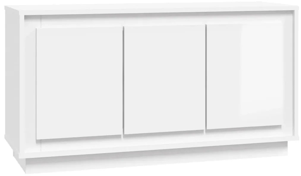 Credenza bianco lucido 102x35x55 cm in legno multistrato