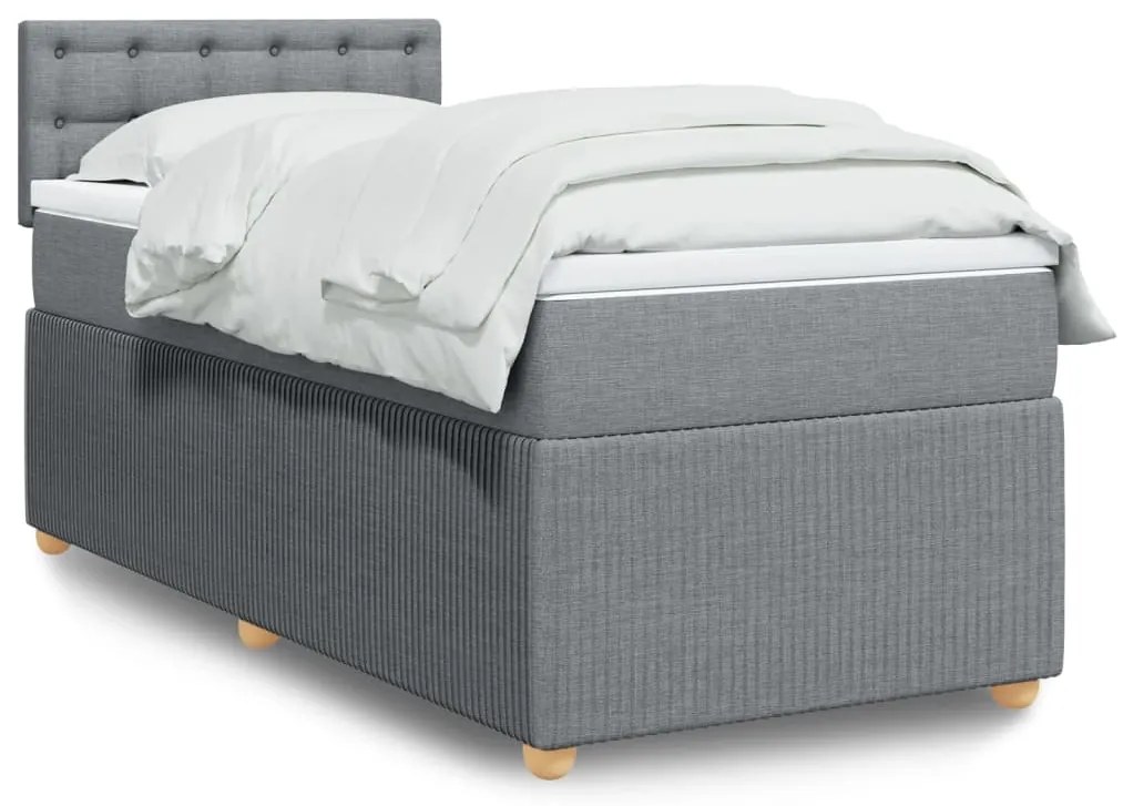 Giroletto A Molle Con Materasso Grigio Chiaro 80x200 Cm Tessuto /