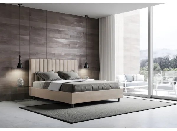 Letto contenitore da 160x200 in microfibra sabbia Agueda