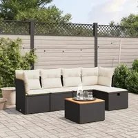 Set Divano da Giardino 6 pz con Cuscini Nero in Polyrattan 3264710