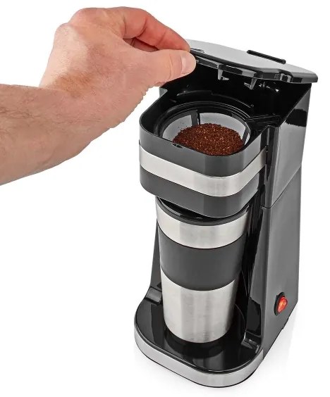 Nedis KACM300FBK - Macchina da caffè per una tazza 0,4 l con travel tazza