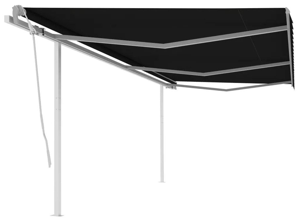 Tenda Da Sole Retrattile Manuale Con Pali 6x3m Antracite /
