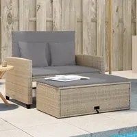 Divano da Giardino con Cuscini a 2 Posti Beige in Polyrattan 365136