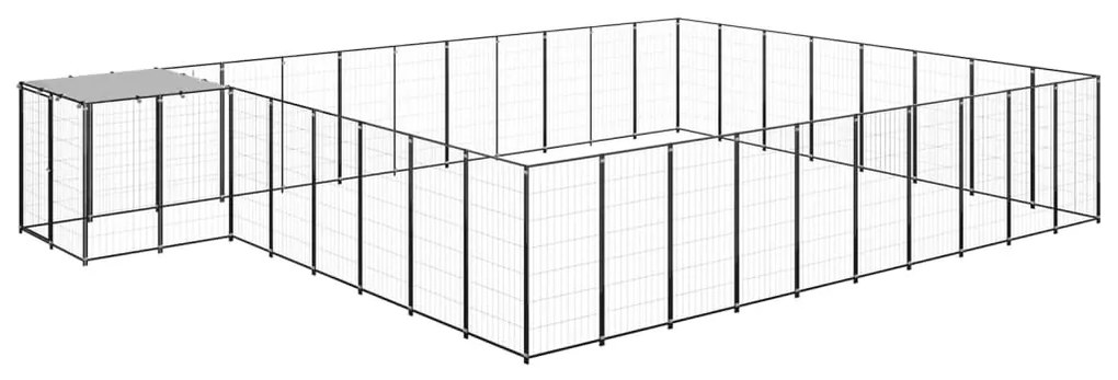 Gabbia per Cani Nera 25,41 m² in Acciaio