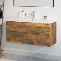 Mobile Bagno con Lavabo Integrato Rovere Fumo Legno Multistrato 3152888