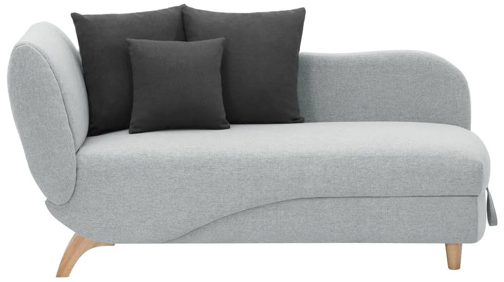 Chaise longue letto con contenitore in Tessuto Grigio - Angolo a destra - PENELOPE