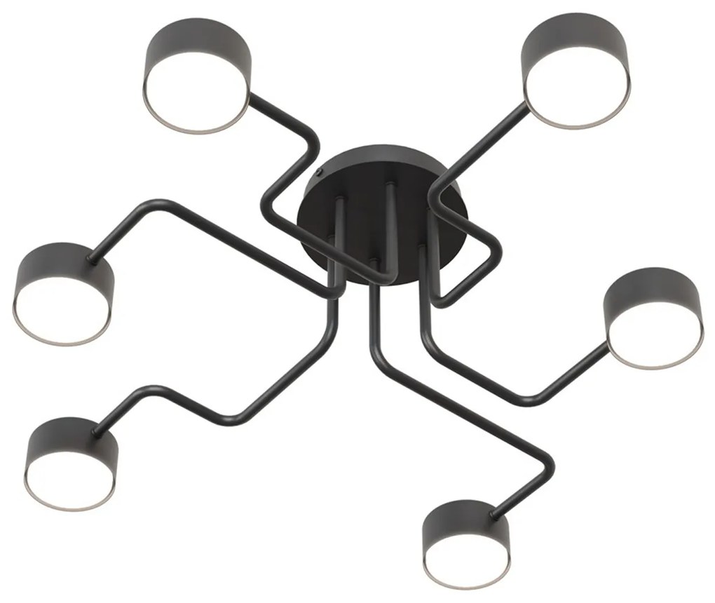 Plafoniera Moderna Ade Acciaio Nero 6 Luci Gx53 Ip20