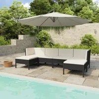 Set Divani da Giardino 6 pz con Cuscini in Polyrattan Nero cod mxl 37800