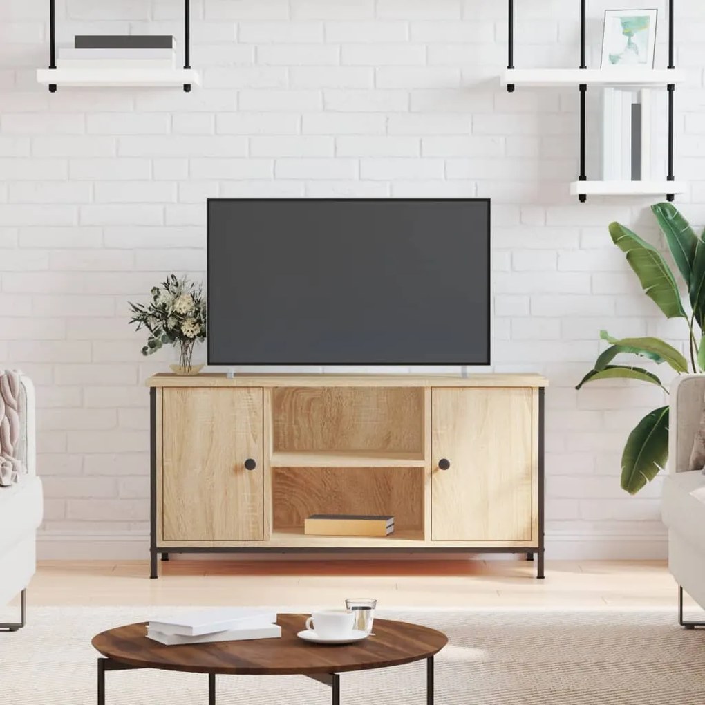 Mobile Porta Tv Rovere Sonoma 100x40x50 Cm İn Legno Multistrato /