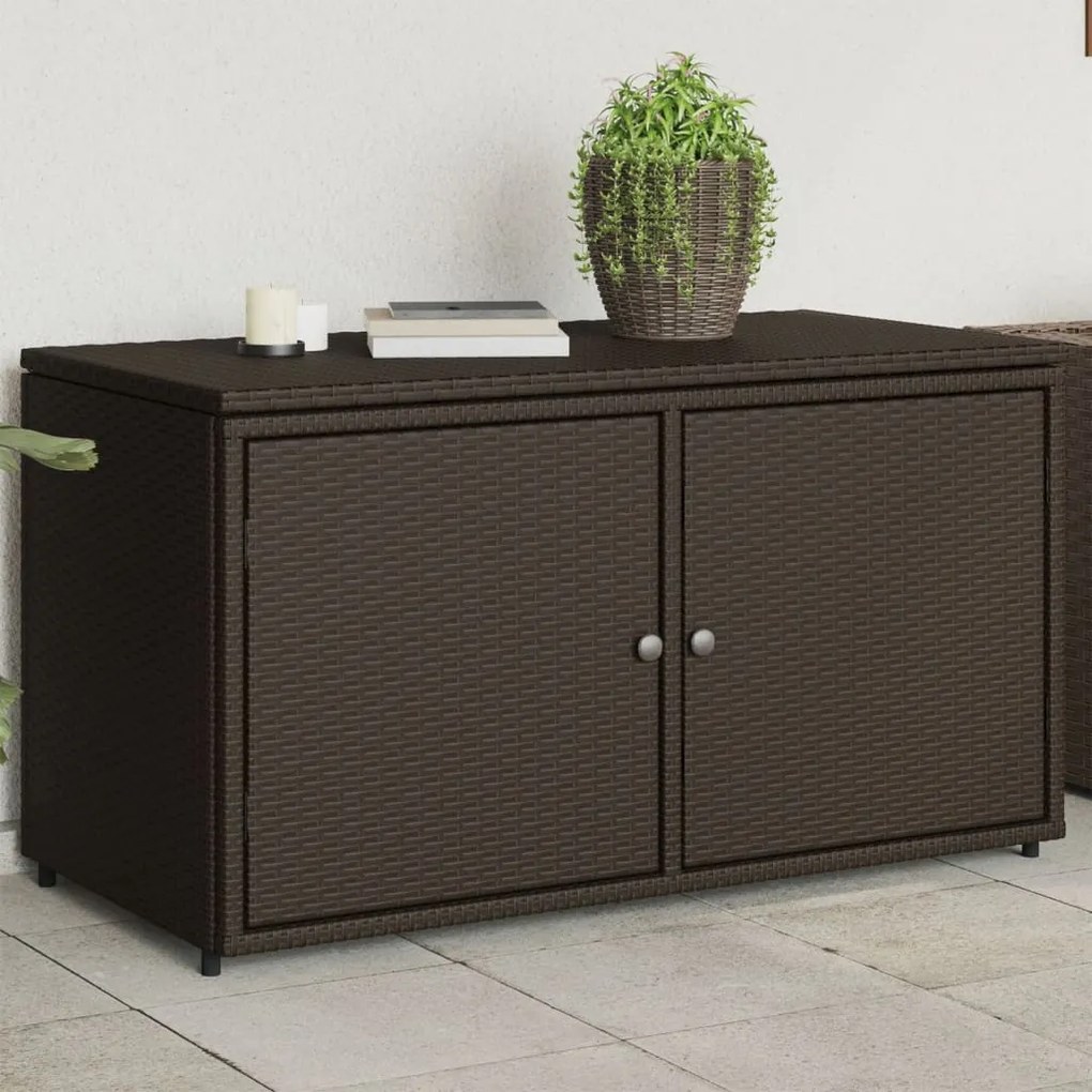 Armadietto Portaoggetti Giardino Marrone 110x55x60,5 Polyrattan /
