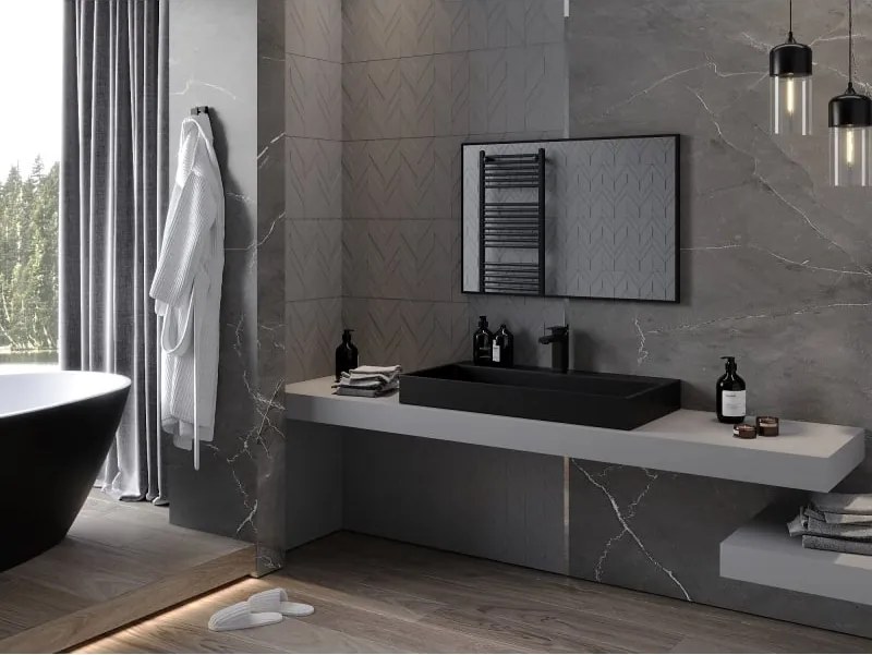 Mexen Loft specchio da bagno rettangolare 90 x 60 cm, cornice nera - 9852-090-060-000-70