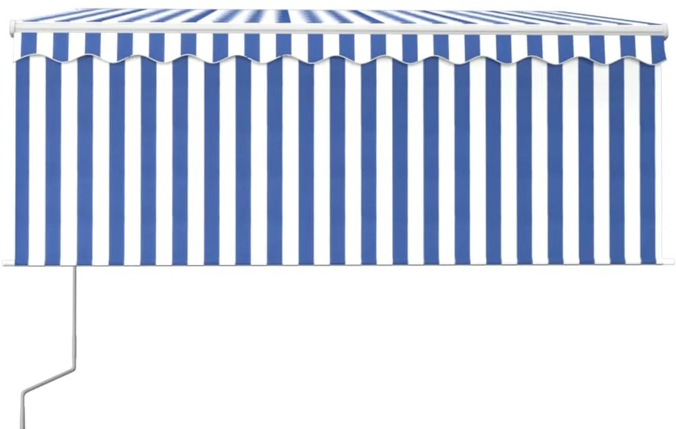 Tenda Automatica Parasole LED Sensore Vento 3x2,5m Blu e Bianco