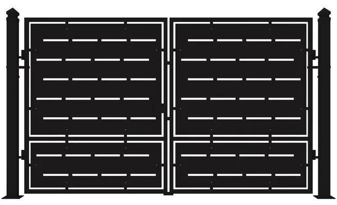 Cancello con serratura elettrica Privacy in ferro, apertura centrale, L 308.5 x H 180 cm, di colore nero