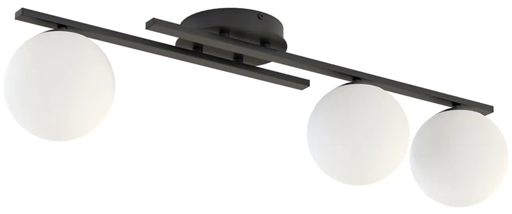 Plafoniera Moderna Nettuno Acciaio Nero Vetro 3 Luci E14 Ip20