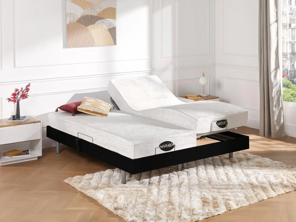 Set da relax, con sospensioni, memory foam e bambù, LYSIS III di NATUREA - Motori OKIN - 2 x 80 x 200 cm - Nero