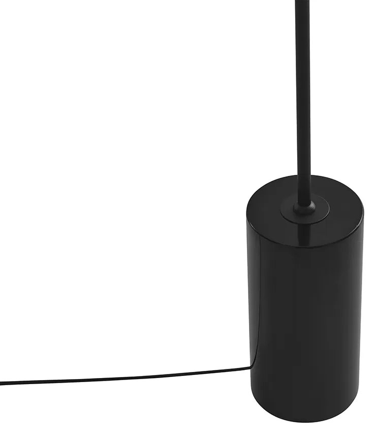 Lampada da terra Art Déco nera con vetro fumé - Rid