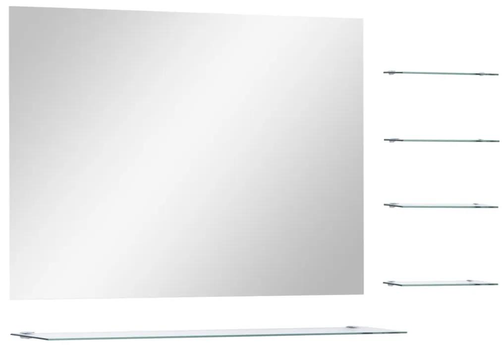 Specchio da Parete con 5 Mensole Argento 80x60 cm