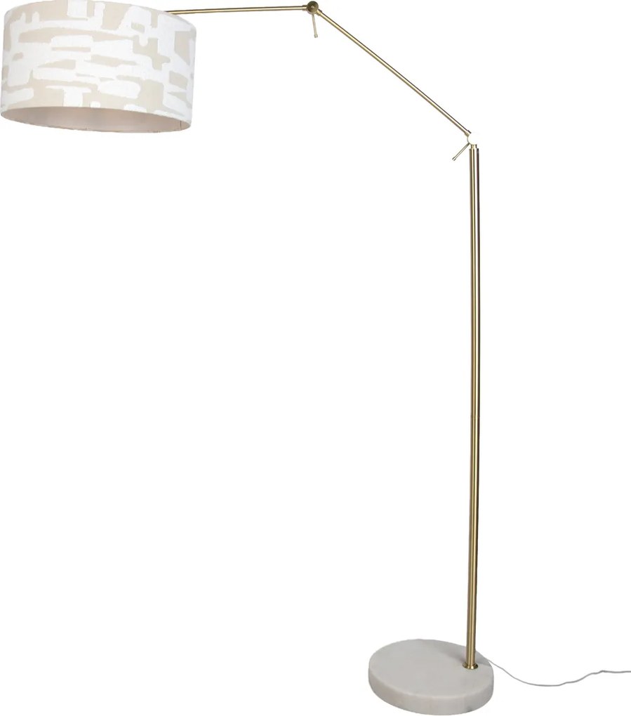 Lampada da terra oro regolabile con paralume a righe bianche e beige 50cm - Editor