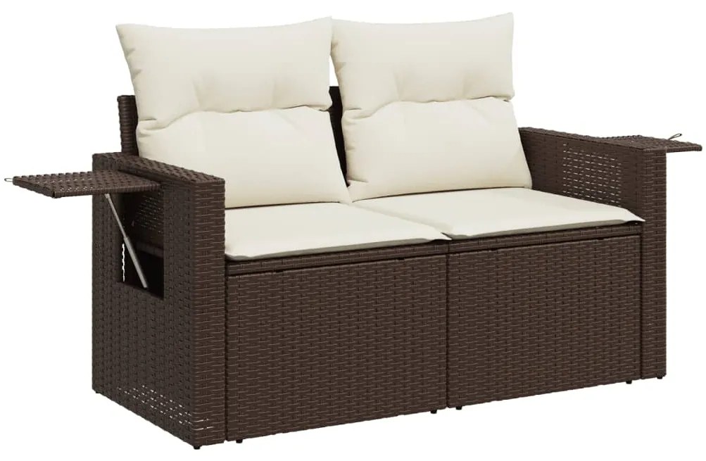 Set divani da giardino 10pz con cuscini in polyrattan marrone