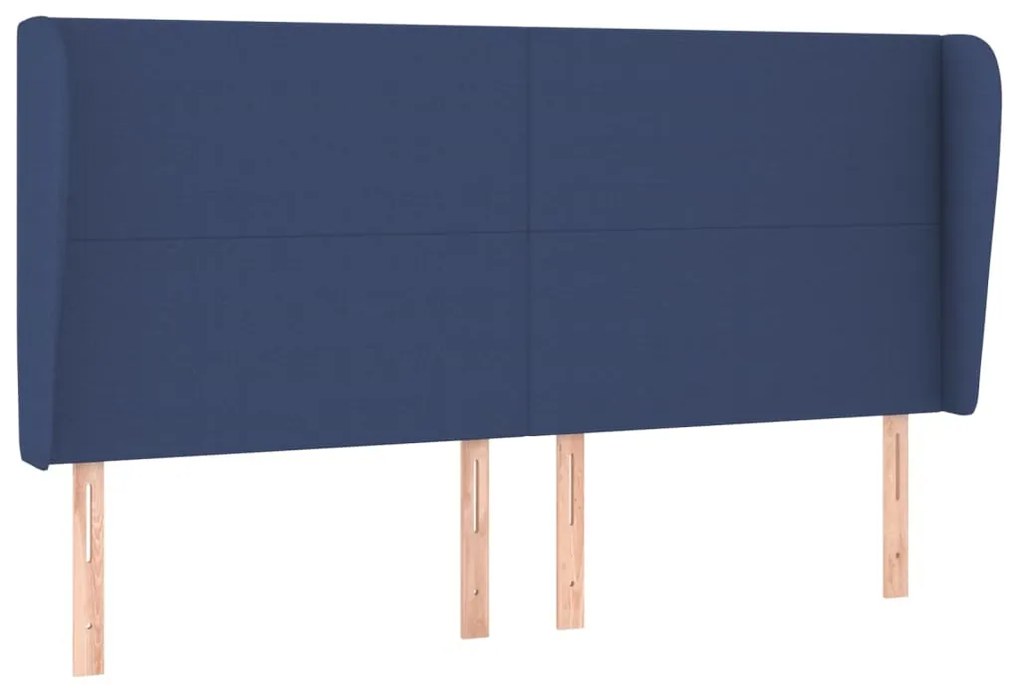 Testiera ad orecchio blu 203x23x118/128 cm in tessuto