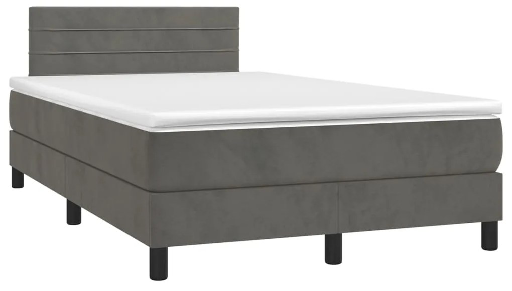 Letto A Molle Materasso E Led Grigio Scuro 120x190cm İn Velluto /