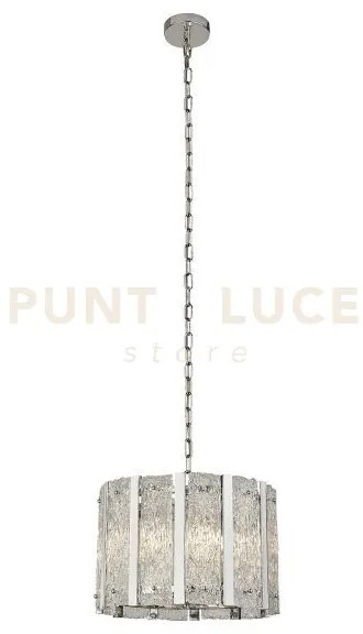 Alexandra 5lt pendant - argento satinato e vetro aquatex
