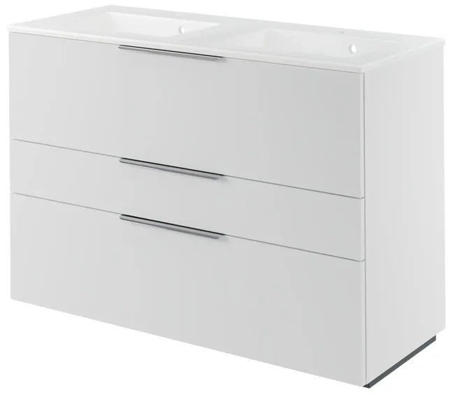 Mobile da bagno a terra L 120 x H 84 x P 48 cm bianco laccato opaco, 3 cassetti SENSEA Neo Line
