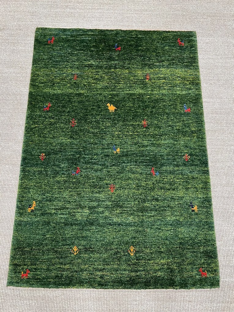 Gabbeh Tappeto 100x140 Verde (Iran) Annodato A Mano