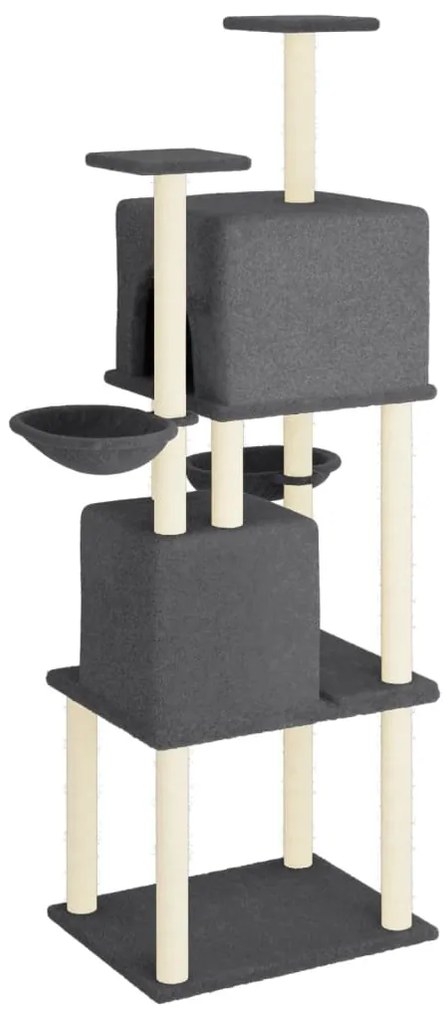 Albero per gatti con tiragraffi in sisal grigio scuro 180 cm