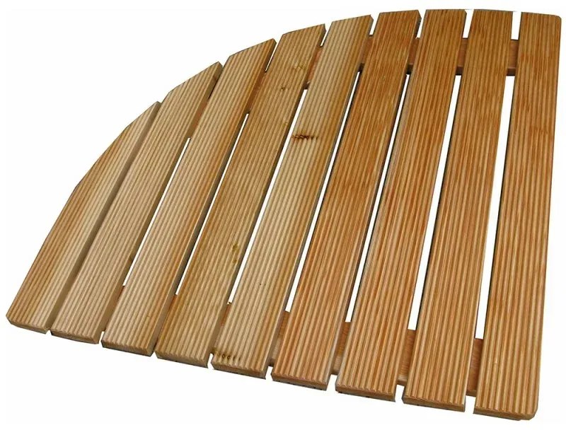 Pedana doccia lato 74 cm antiscivolo in legno per piatto doccia angolare 90 cm