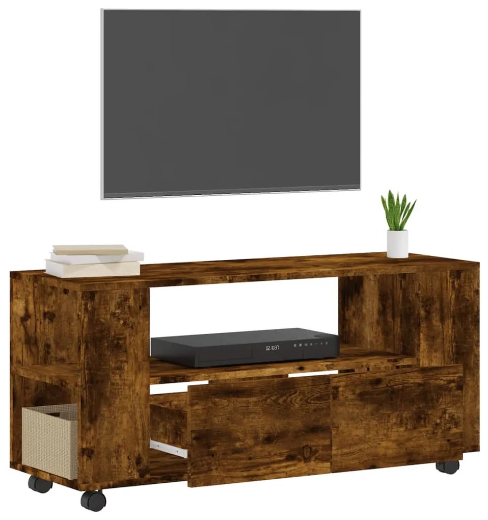 Mobile tv rovere fumo 102x34,5x43 cm in legno multistrato