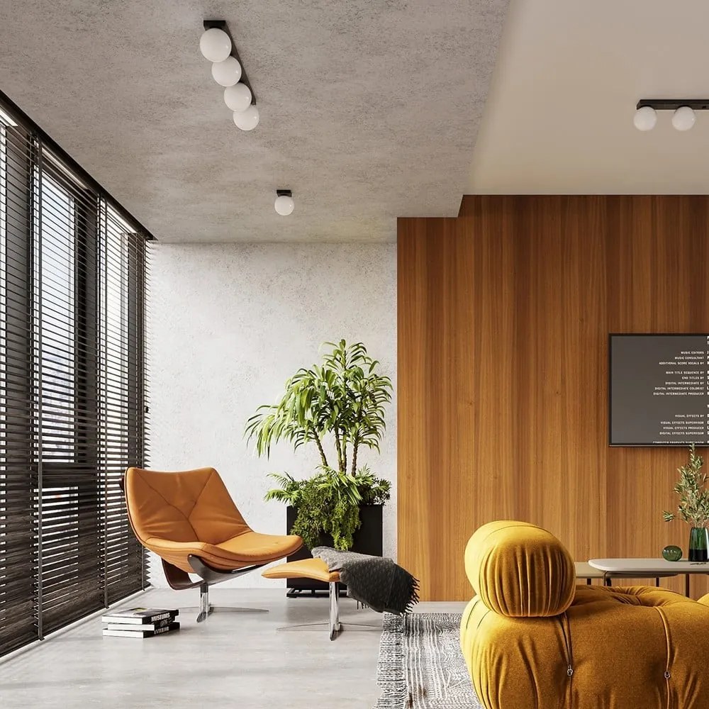 Lampada da soffitto nera con paralume in vetro ø 12 cm Umerta - Sollux