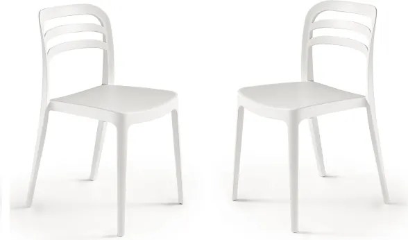 Sedia da giardino in polipropilene impilabile - DJANGO BIANCO 2 pezzi