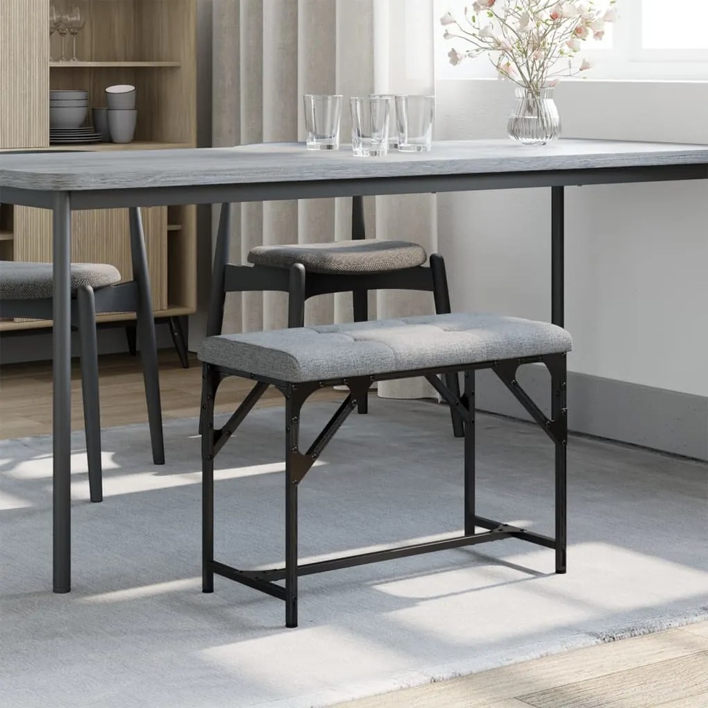 Panca da pranzo grigio chiaro 62x32x45 cm in acciaio e tessuto