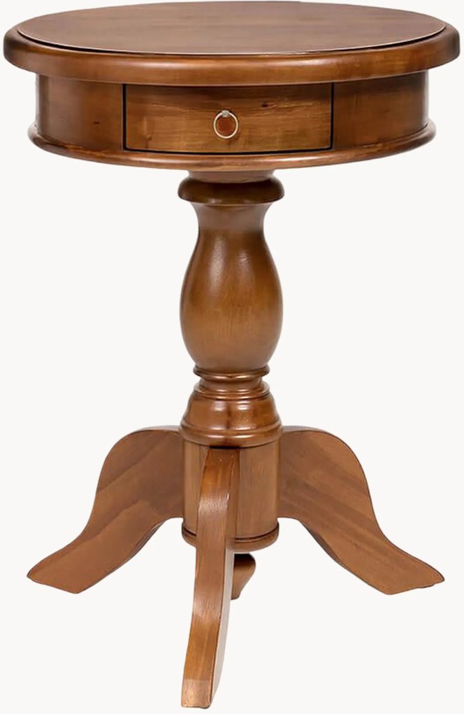 Tavolino rotondo in legno di mogano con cassetti Newport