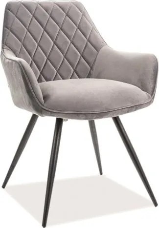 Sedia Linea Velvet Grigio/Nero - H82 cm