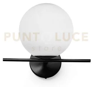 Jugen black applique da parete 1 luce montatura nera vetro bianco a...