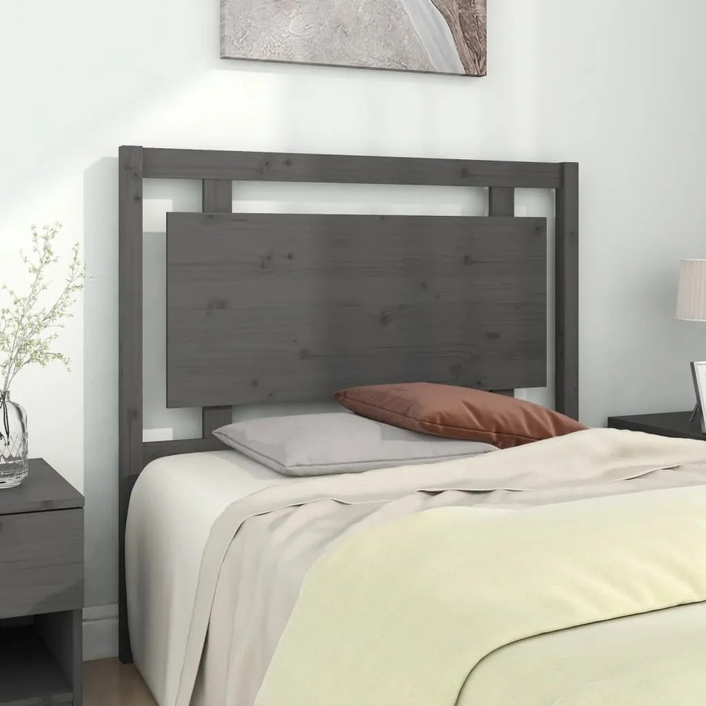 Testiera letto grigia 105,5x4x100 cm in legno massello di pino