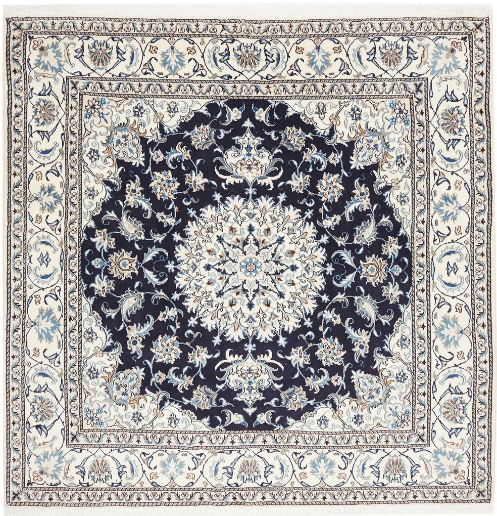 Nain Tappeto persiano 200 x 200 Blu (Iran) Annodato A Mano