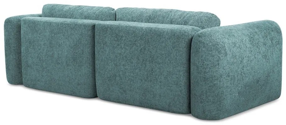 Divano angolare blu allungabile/con contenitore (con penisola a sinistra/con chaise lounge) con rivestimento in ciniglia Mele – Makamii