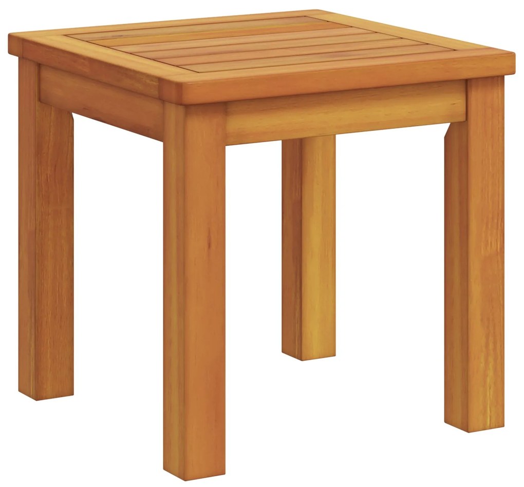 Lettino prendisole con tavolo e cuscino in legno massello di acacia, lettino prendisole con cuscini grigio chiaro in legno massello di acacia, tavolo laterale da giardino 35x35x34 cm in legno massello di acacia