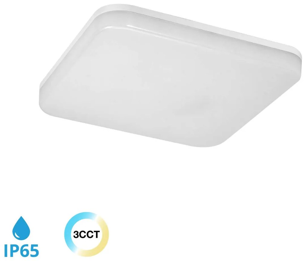 Plafoniera LED 24W IP65 Quadrata 28x28cm CCT Bianco Variabile