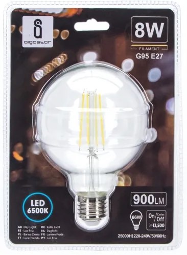 Lampadina LED G95 E27/8W/230V 6500K - Aigostar