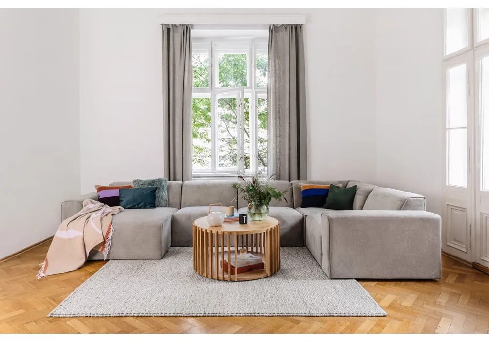 Divano angolare in velluto a coste beige (angolo sinistro) Sting - Scandic