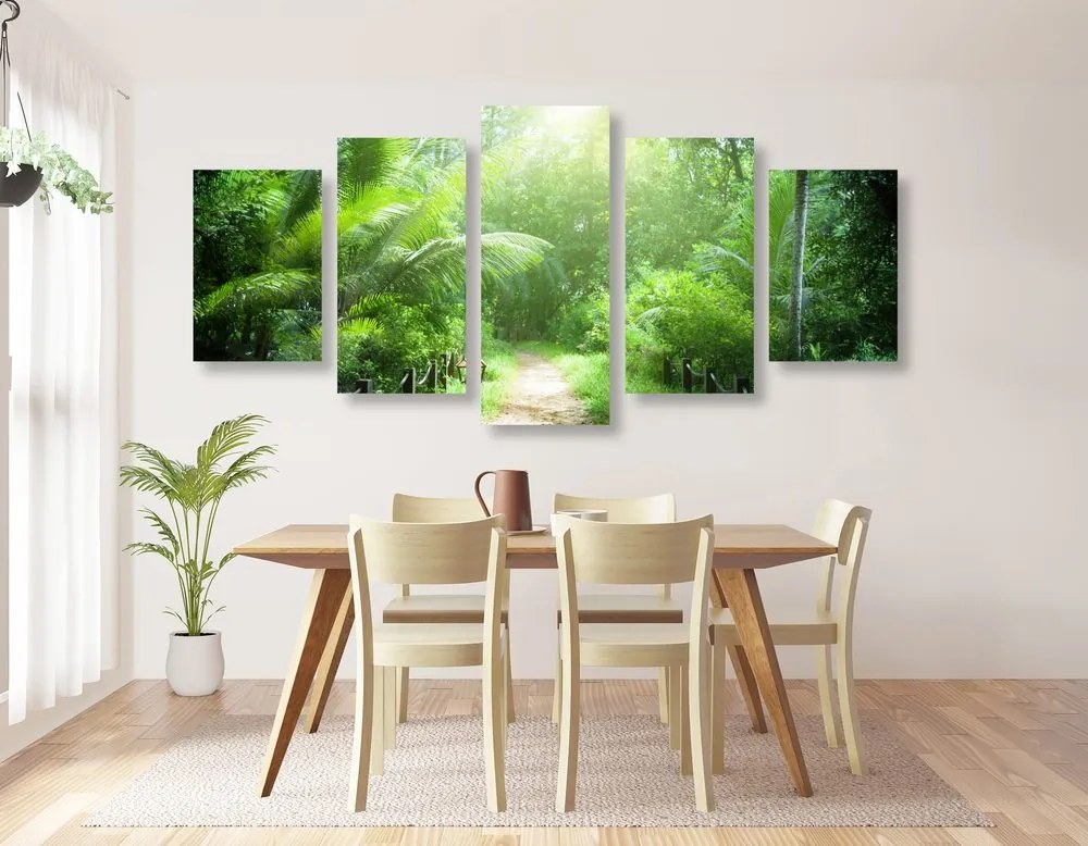Quadri 5 pezzi – Sentiero sull'isola delle Seychelles