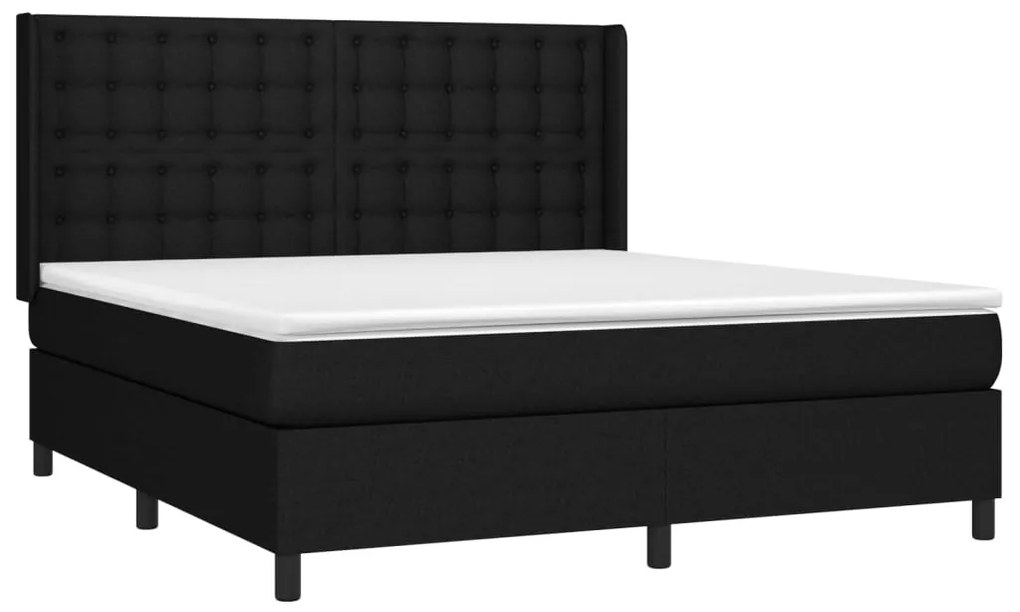 Letto a molle con materasso e led nero 160x200 cm in tessuto